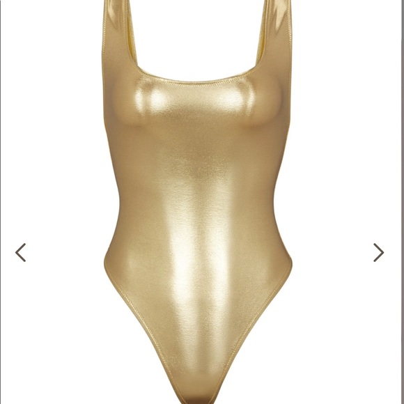 Skims Metallic GOLD Swim High Cut One Piece - Picture 2 of 11